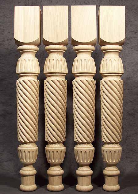 Picioare masă frumoase din lemn cu frezări decorative speciale, TL19